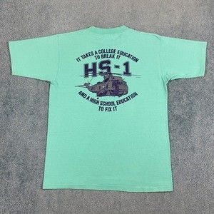 VINTAGE Navy HS-1 Seahorses Helicopter Shirt Adult Large Military Mens 90s VTG